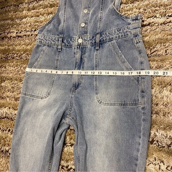 NWT Arizona Jean Co Large Bib Overalls Distressed Flared Frayed Hem - Picture 10 of 11